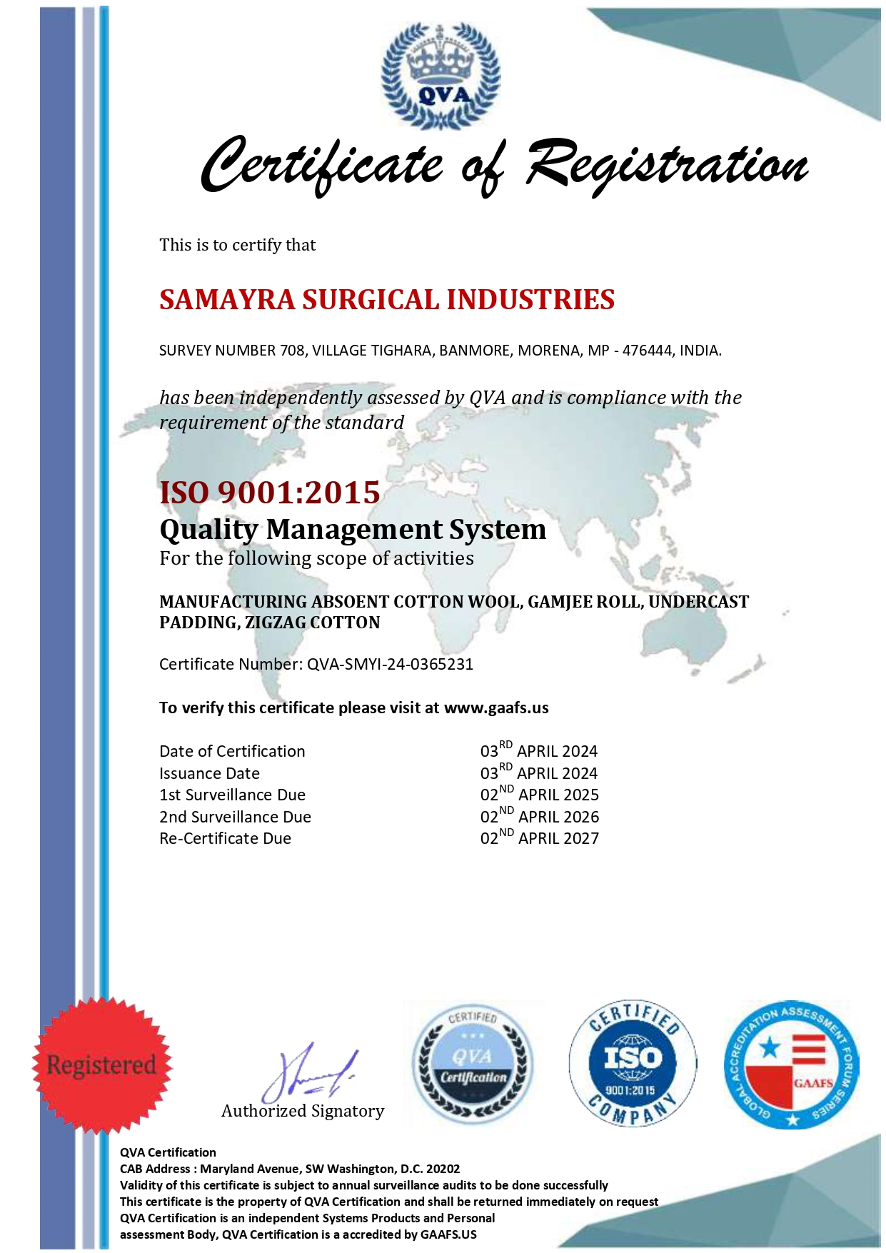 Surgical Industry Certificate 1